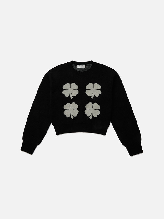 KBP_Big Lucky Clover Cashmere Blended Crop Sweater