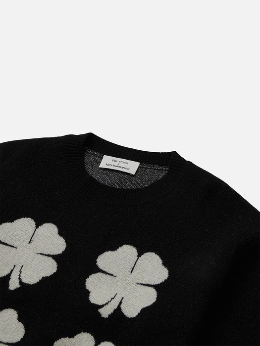 KBP_Big Lucky Clover Cashmere Blended Crop Sweater