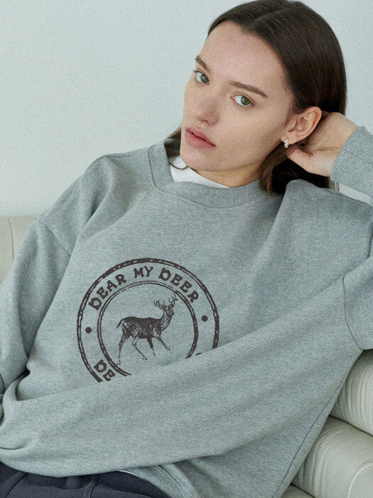 Deer stamp sweatshirt_ Grey