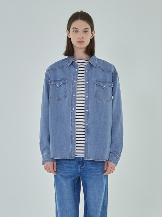 REGULAR DENIM SHIRT blue