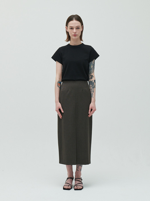 long slit skirt_khaki brown