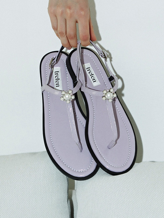 Thong Flat sandals with Pearls_Purple