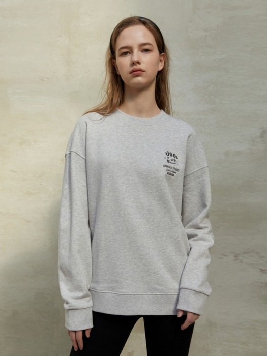 EMBROIDERY SIGNATURE SWEAT SHIRT LIGHT GREY