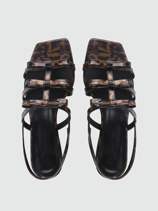 3ribbon (W square) strap Sandal Leopard