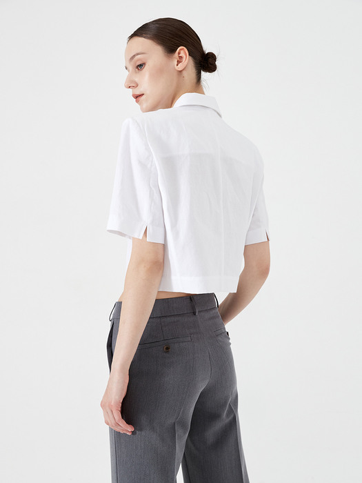 LINEN CROPPED JACKET (WHITE)