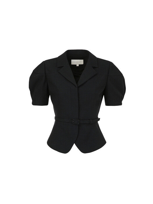 FLEUR Puff sleeve peplum jacket (Black)