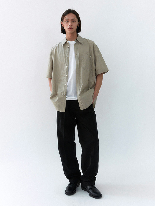 double pocket half shirts ( check )_japan fabric