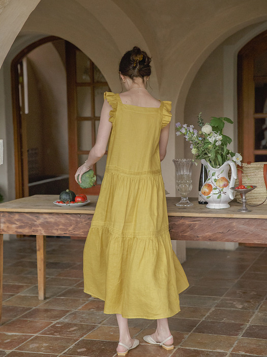 AGATHE sleeveless check dress_yellow