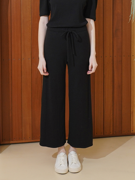 Rayon-blend wide pants(black)