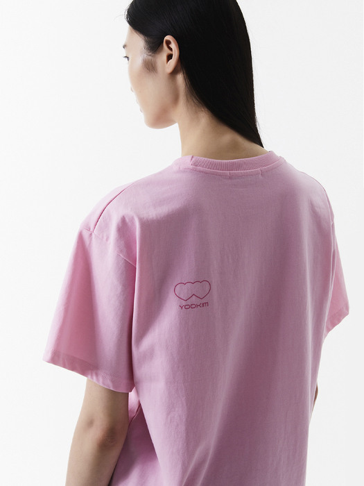 TWO HEARTS GRAPHIC T SHIRTS Pink