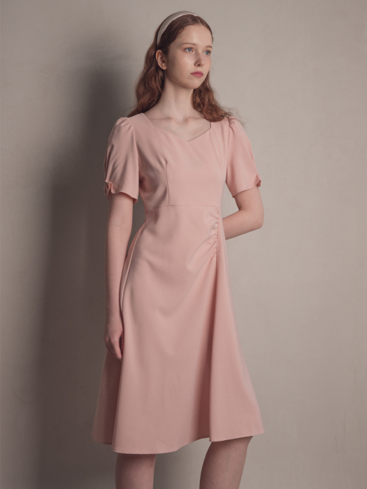 WED silken square neck puff dress_3 color