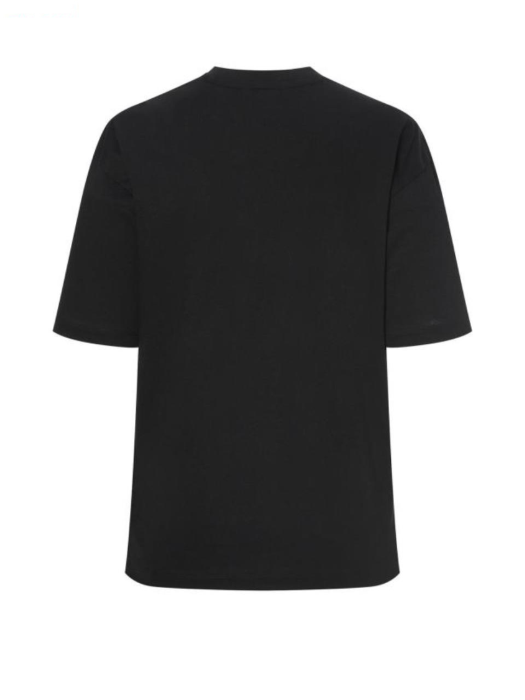 [22SS 헤지스 골프 여성]블랙 패딩턴 원포인트 반팔 라운드 티셔츠_HWTS2B970BK