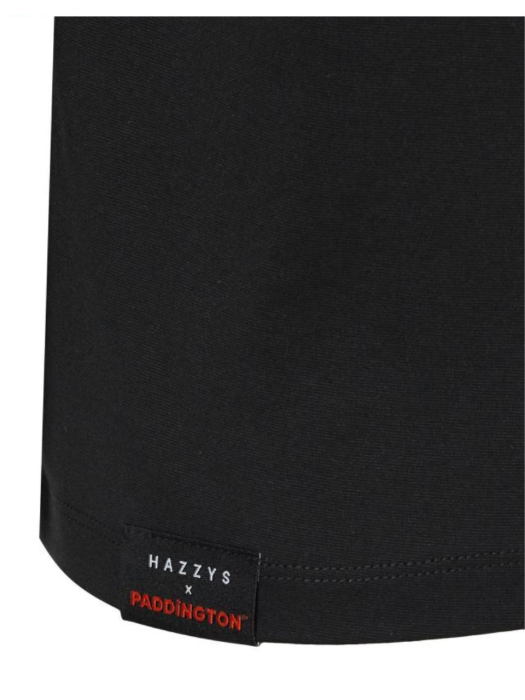 [22SS 헤지스 골프 여성]블랙 패딩턴 원포인트 반팔 라운드 티셔츠_HWTS2B970BK
