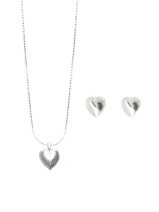[단독][2SET] TLH777 SILVER925 heart necklace+earrings SET