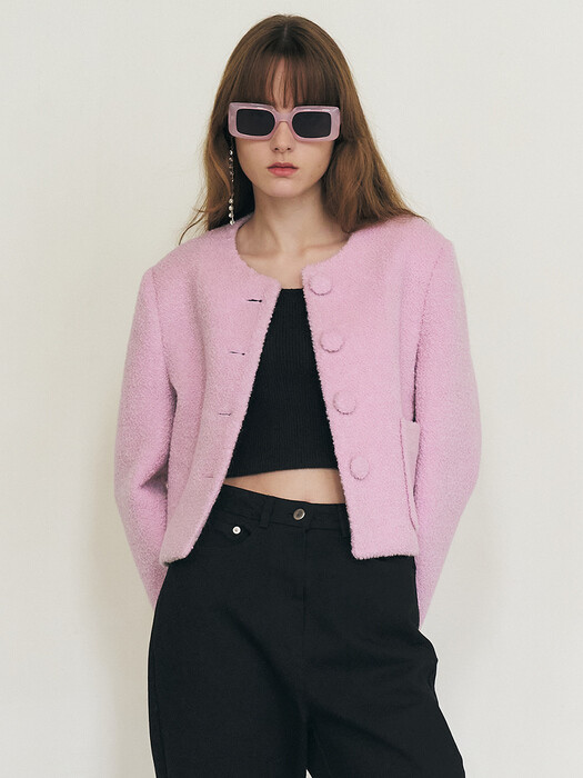 [단독]23 Fall_ Pink Boucle Wool Blazer