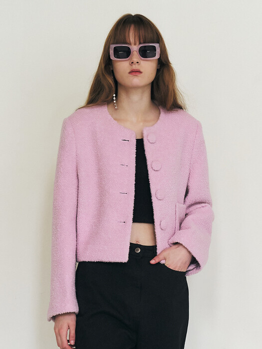 [단독]23 Fall_ Pink Boucle Wool Blazer