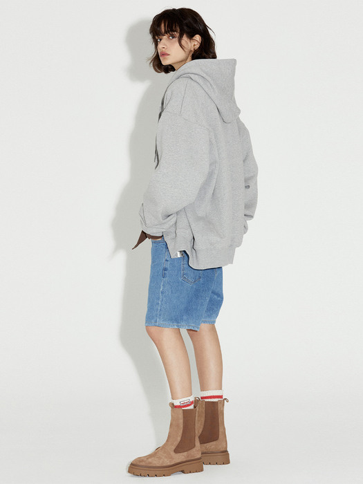 LONELY/LOVELY FLUFF HOODIE ZIP-UP GRAY