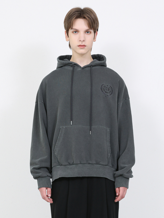 T016 PIGMENT OVER-FIT HOOD T-SHIRT_CHARCOAL