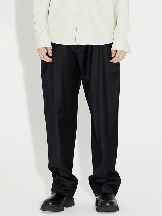 RELAXED BALLOON WOOL PANTS BLACK