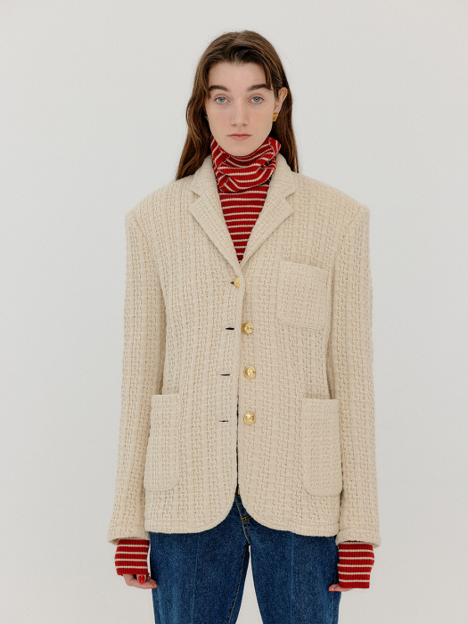 VETH Single-Breasted Blazer - Cream