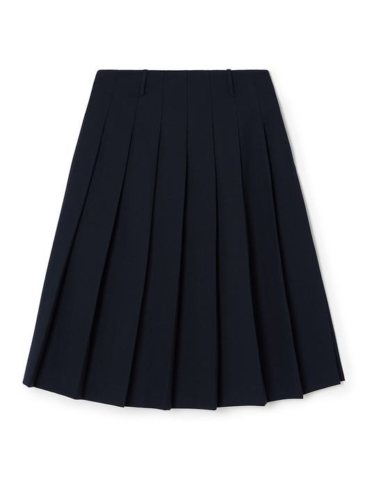Low Rise Pleats Skirt / Navy