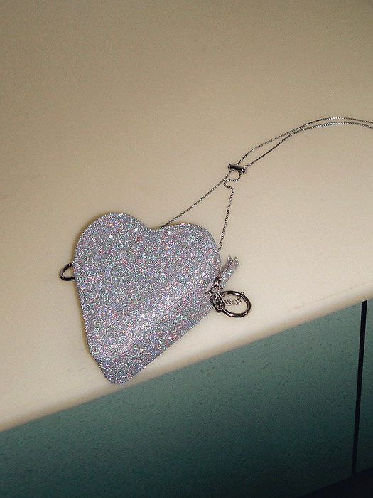 Heart Hologram Glitter Mini Bag - Silver