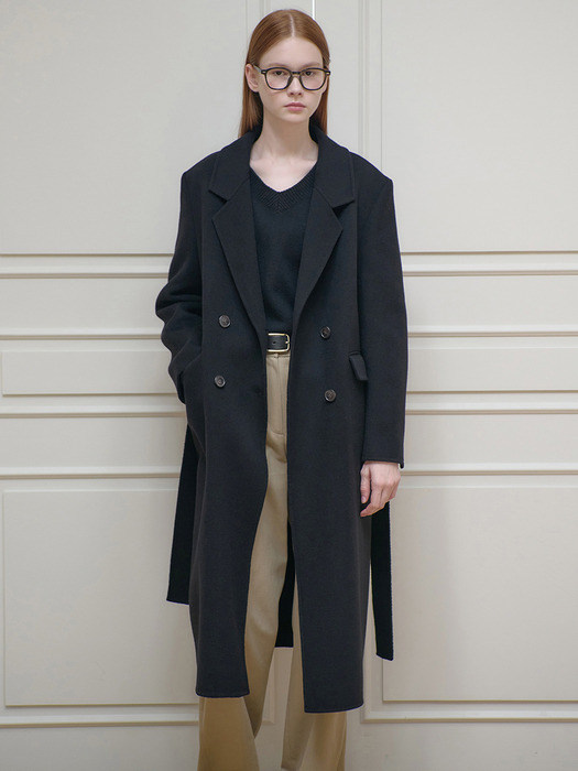 25FN relax-fit double handmade coat [BK]