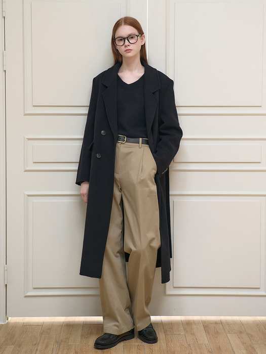 25FN relax-fit double handmade coat [BK]