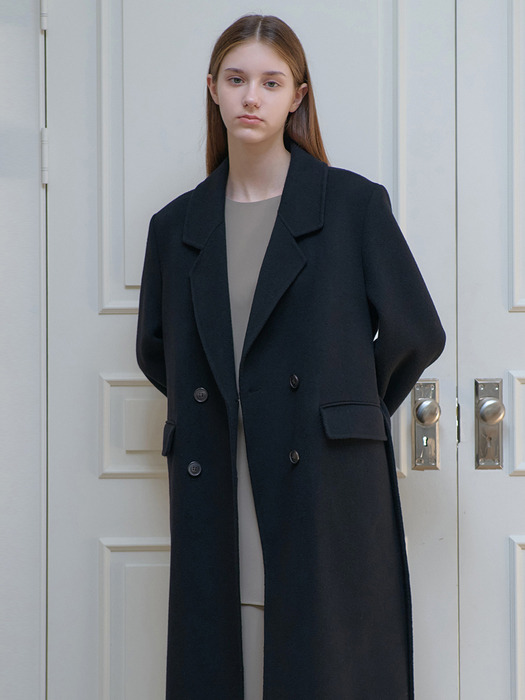 25FN relax-fit double handmade coat [BK]