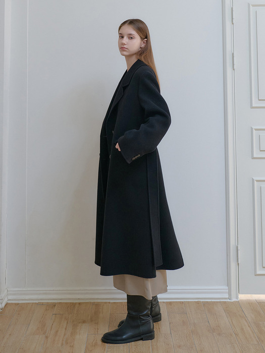 25FN relax-fit double handmade coat [BK]