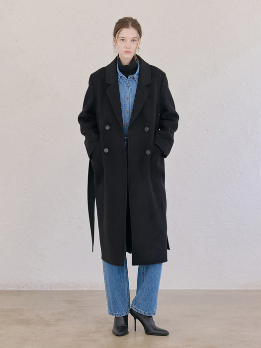 24FN relax-fit double handmade coat [BK]