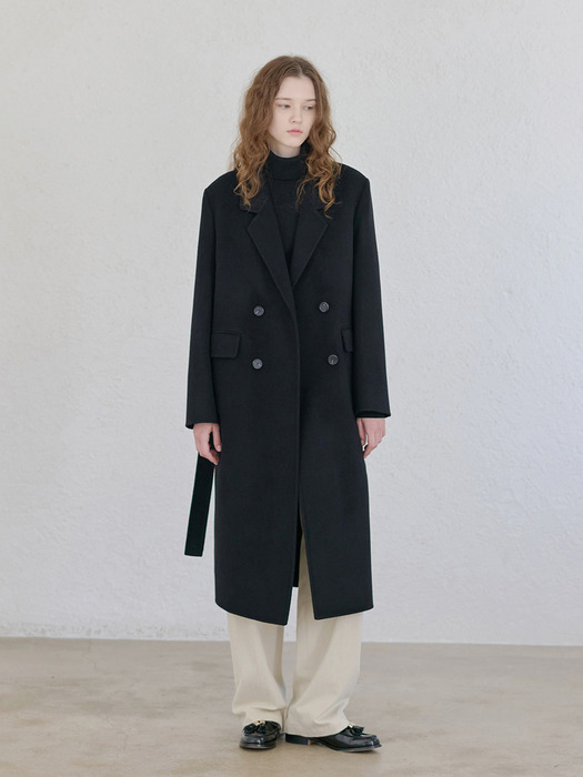 24FN relax-fit double handmade coat [BK]