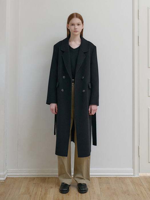 25FN relax-fit double handmade coat [BK]
