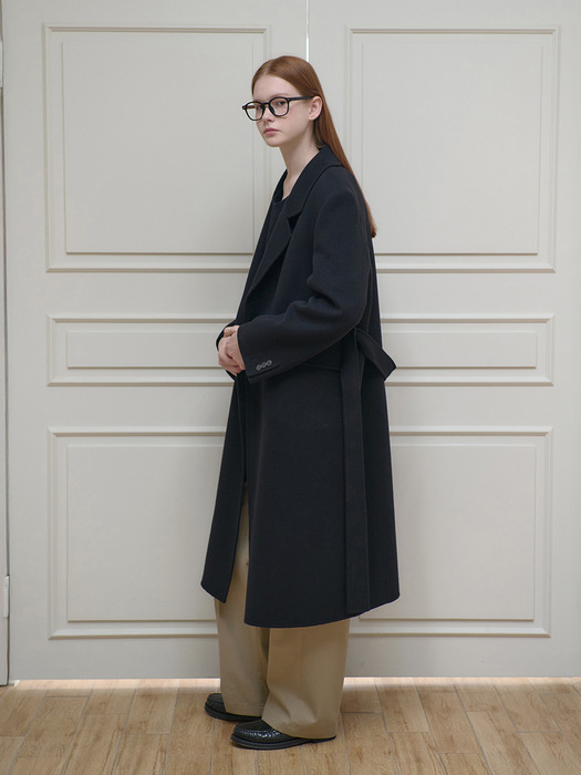 25FN relax-fit double handmade coat [BK]