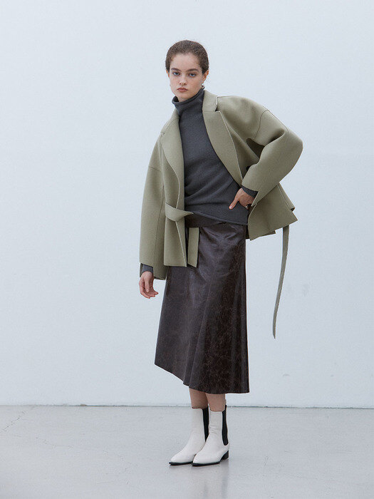 GAIA _CASHMERE ROUNDED COAT_ LIGHT GREEN