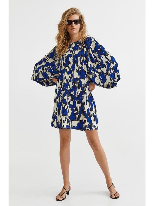 텍스처 니트 쇼트 드레스 브라이트 블루/패턴 1131667001