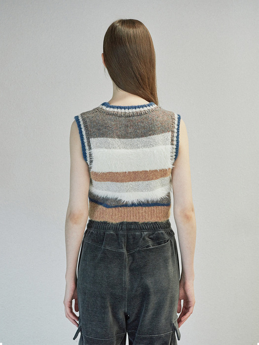 MIXED STRIPE KNIT VEST (ivory)