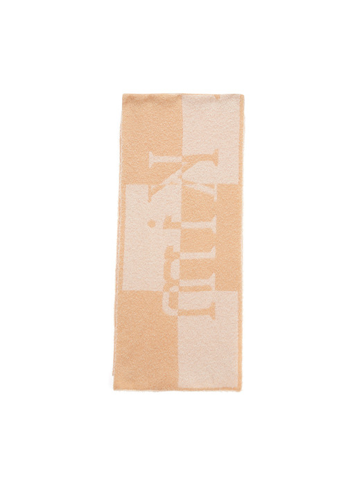 LOGO CHECKBOARD MUFFLER IN BEIGE