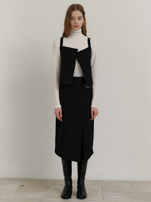 3.76 Double waist skirt (Black)