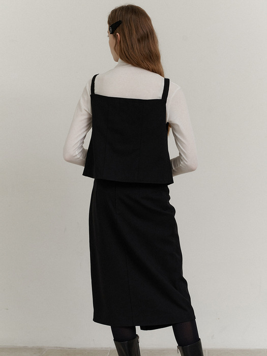3.76 Double waist skirt (Black)