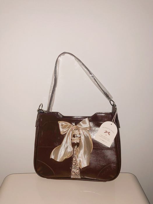 Bustier ribbon bag - chocolate brown