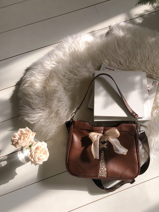 Bustier ribbon bag - chocolate brown