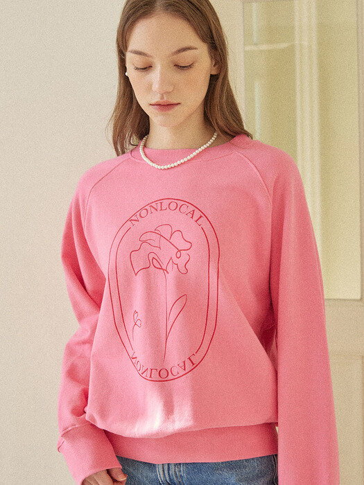 Rose Print Sweatshirt - Pink