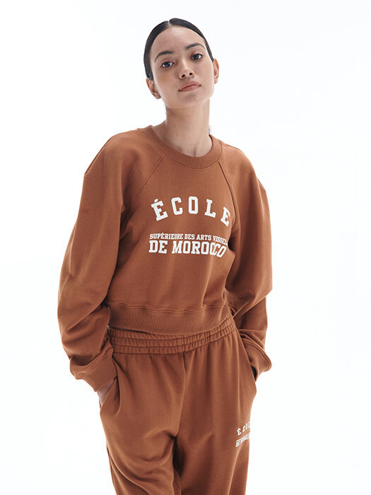 [22FW] ECOLE Raglan Cropped Sweatshirt (Brown)