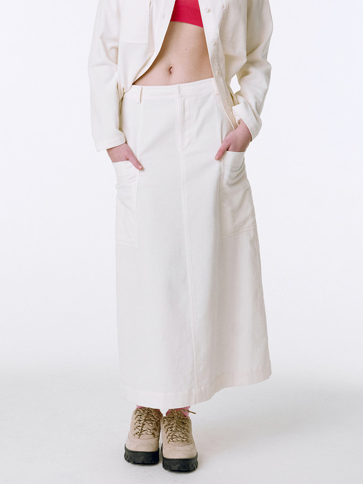 Corduroy Long Skirt 001 - Swan