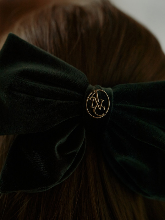 ANC SATIN VELVET RIBBON HAIR PIN_KHAKI