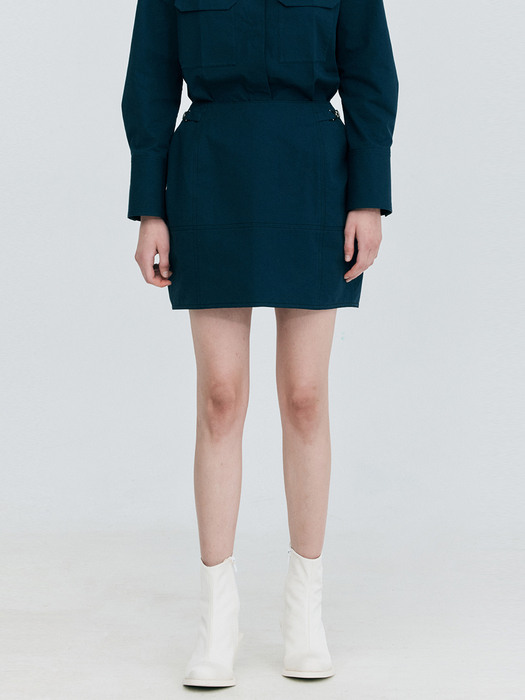 Cotton Mini Skirt_Navy