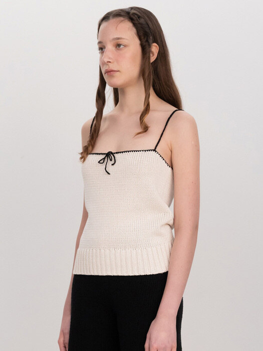 Via Rina string knit top (Ivory)