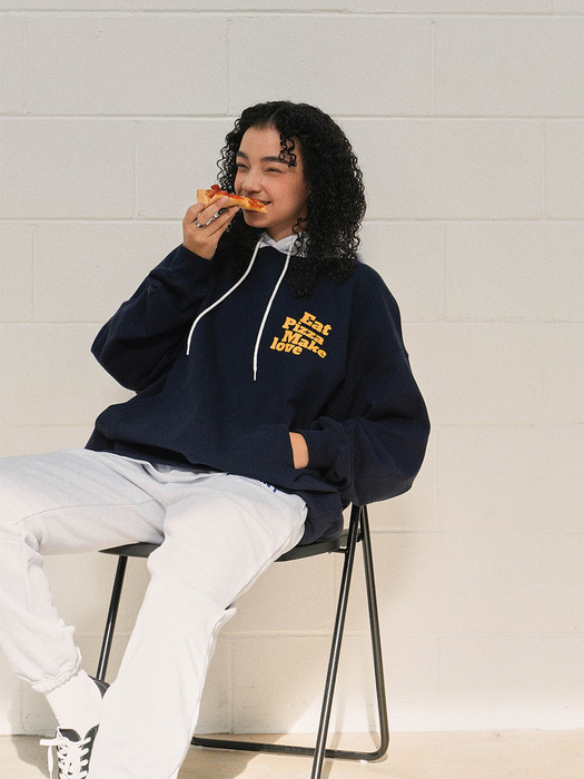 PIZZA COLOR MATCHING HOODIE (NAVY)