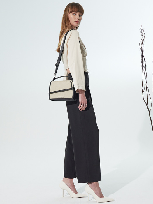 NO.43 HANDLE CROSS BODY BAG _ D/BEIGE WHITE